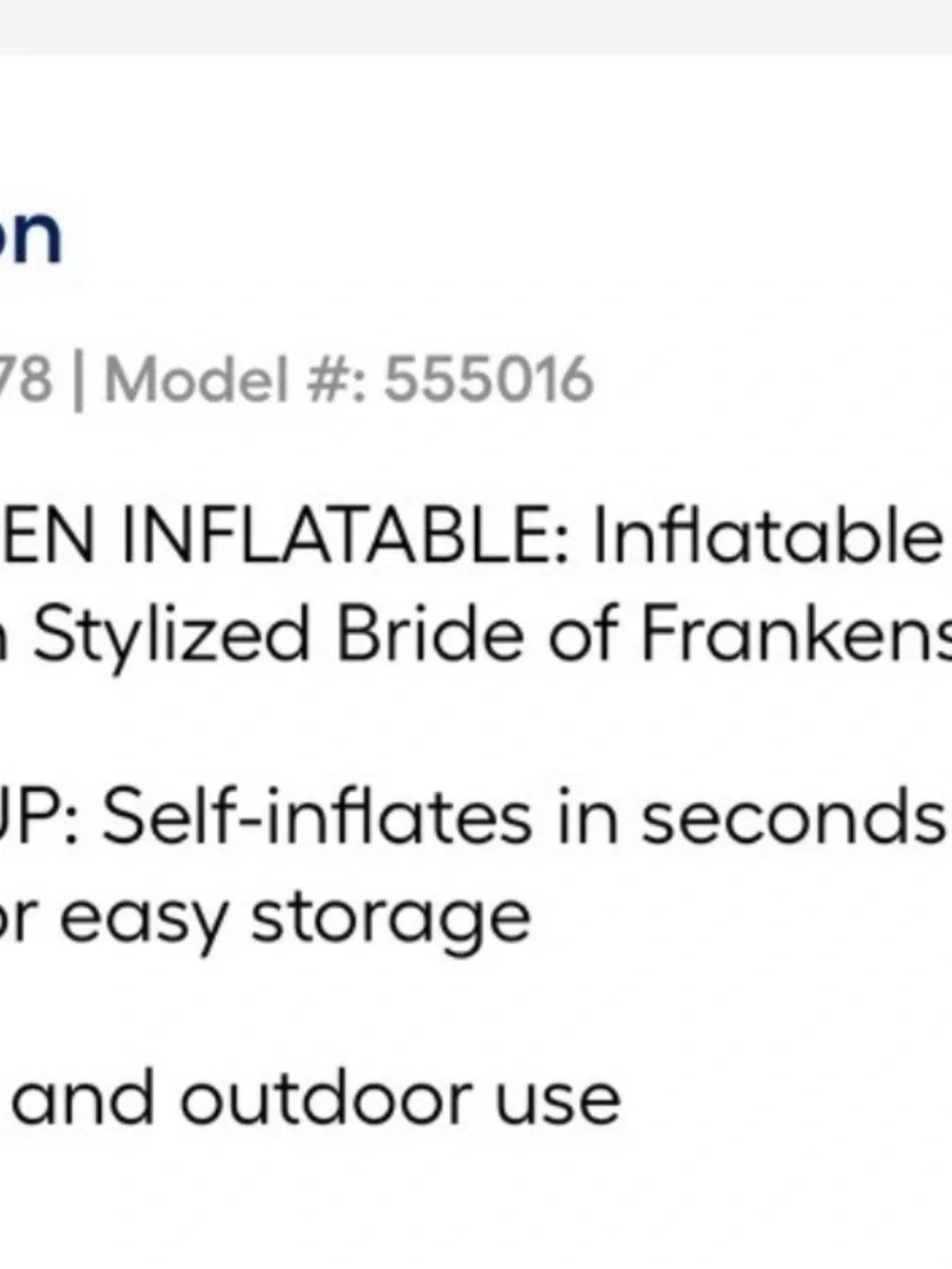 Universal Bride Of Frankenstein 3.5’ Inflatable Halloween Monsters Yard Decor